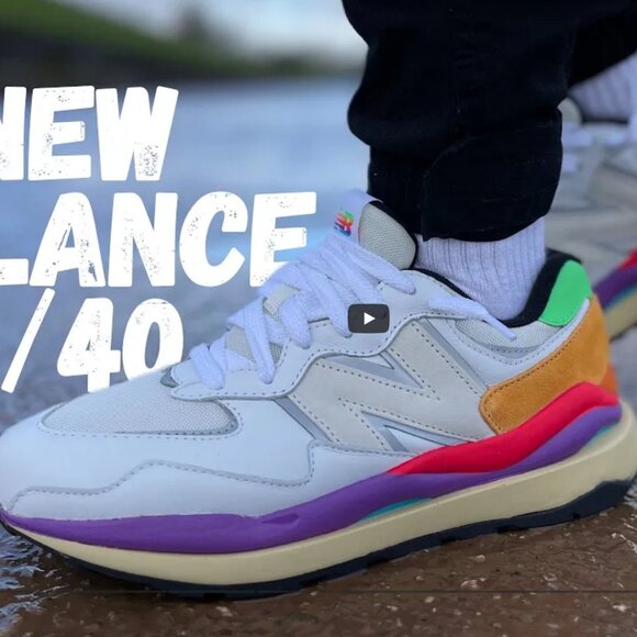 Mint Condition New Balance 57/40 White Multicolor 80s Colors 12 US Mens 46 EUR - Picture 1 of 9